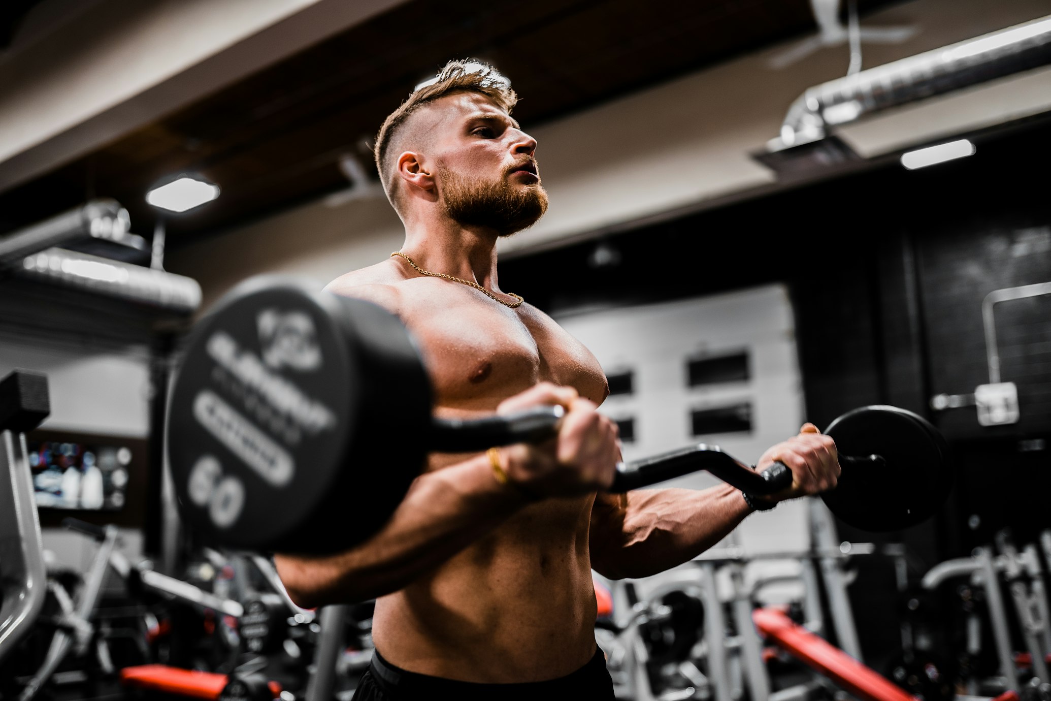 Man working out with intensity